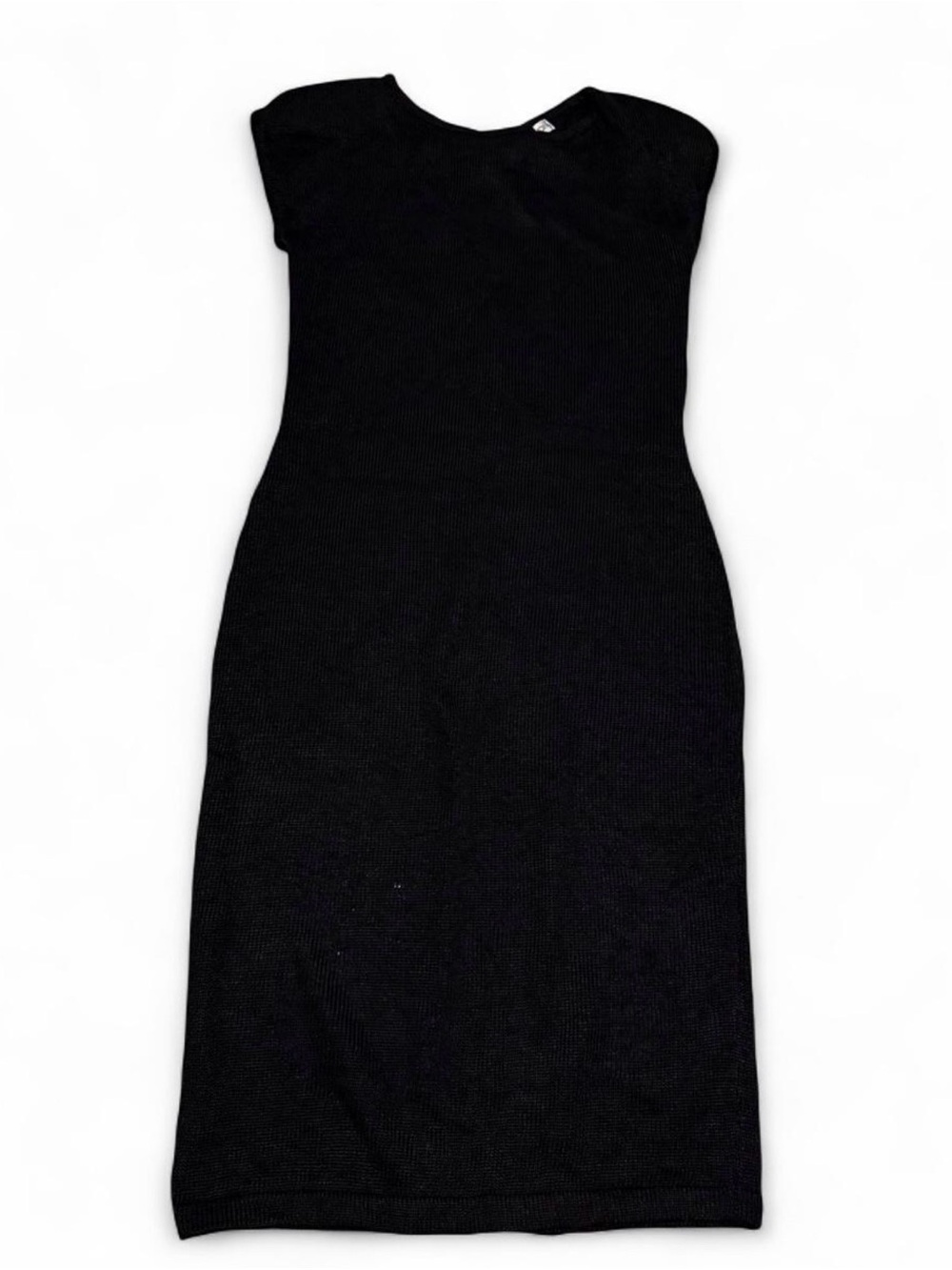 Michael Simon Black Linen Knit Rayon Midi Dress S Made Hong Kong Minimalist 90s